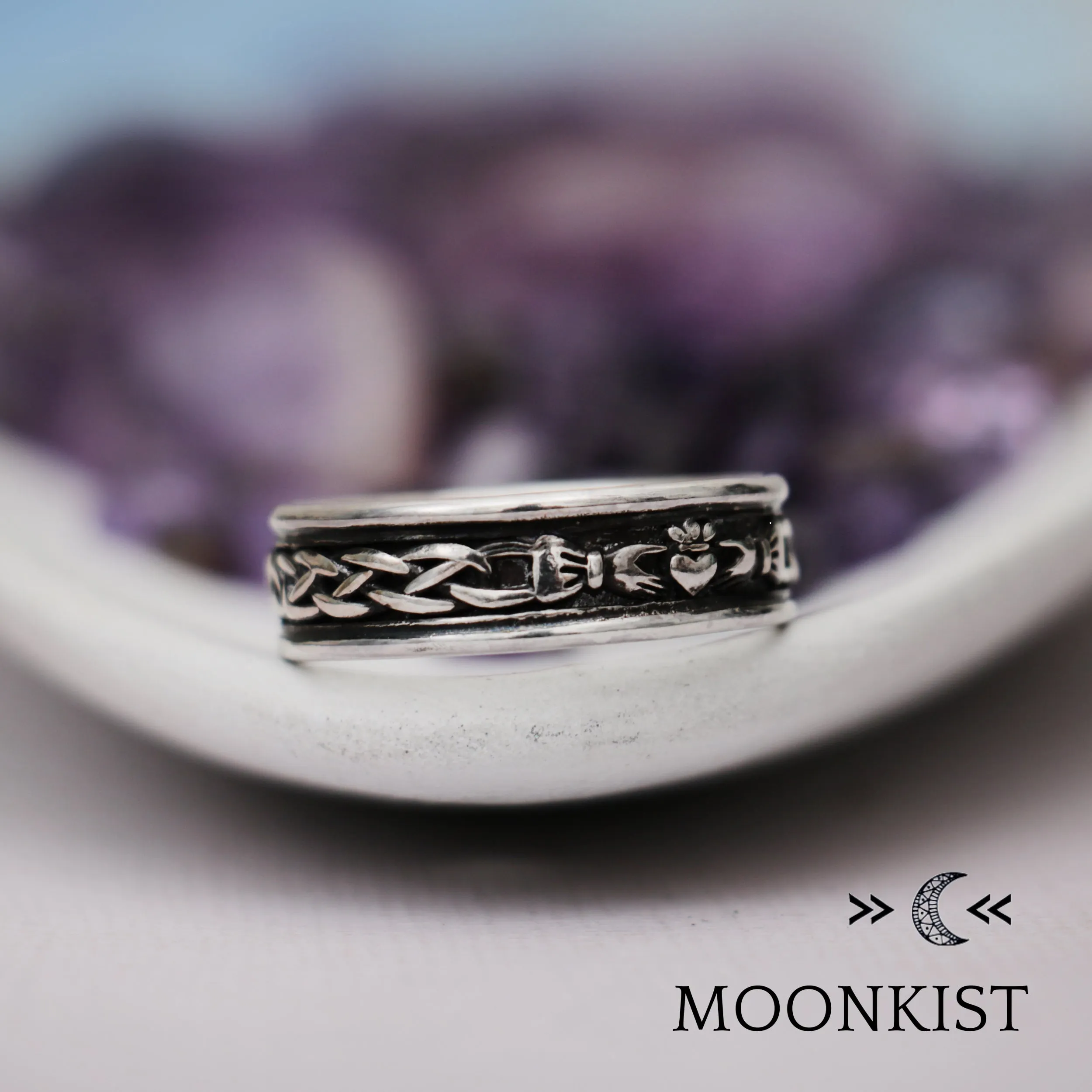 Sterling Silver Wide Claddagh Wedding Band | Moonkist Designs