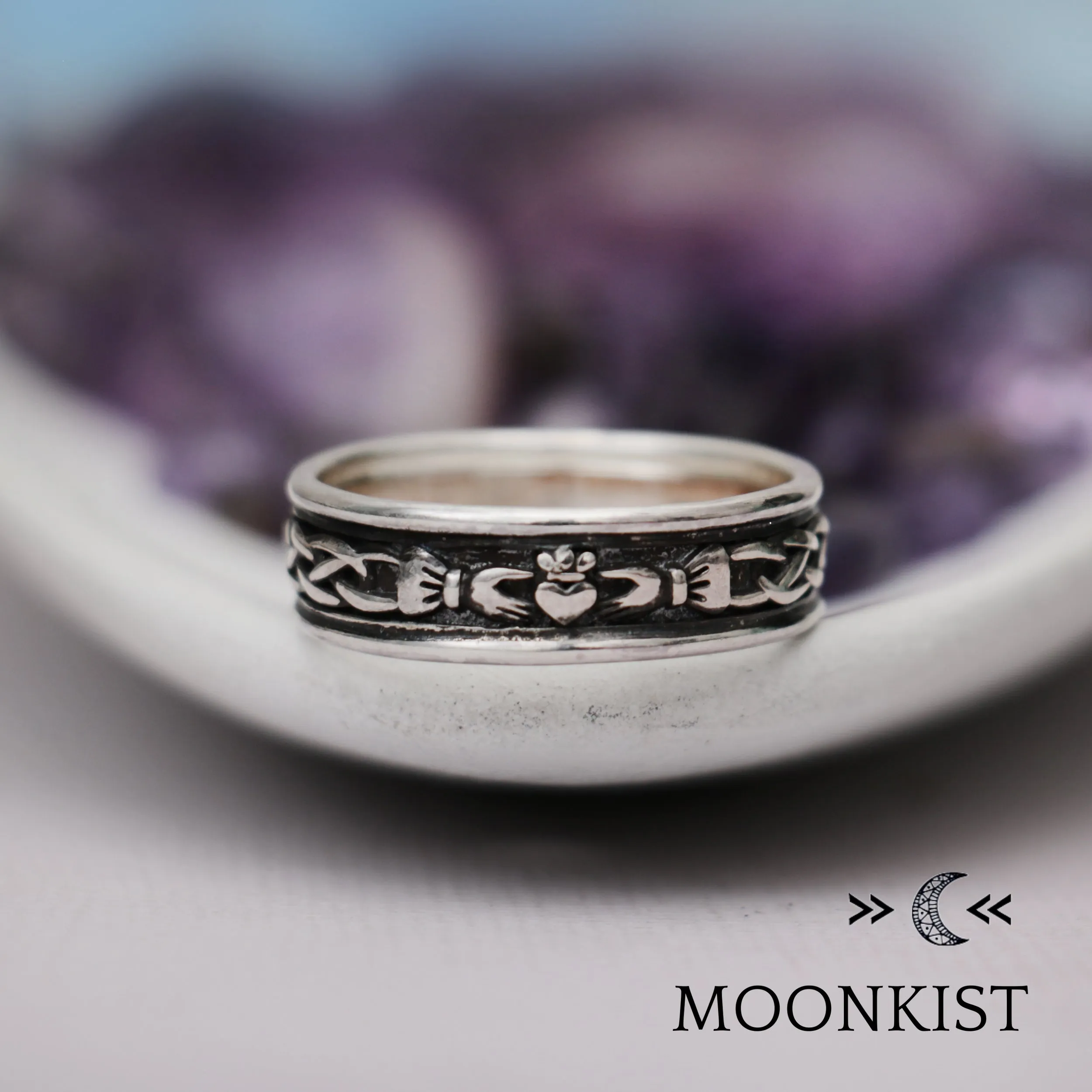 Sterling Silver Wide Claddagh Wedding Band | Moonkist Designs