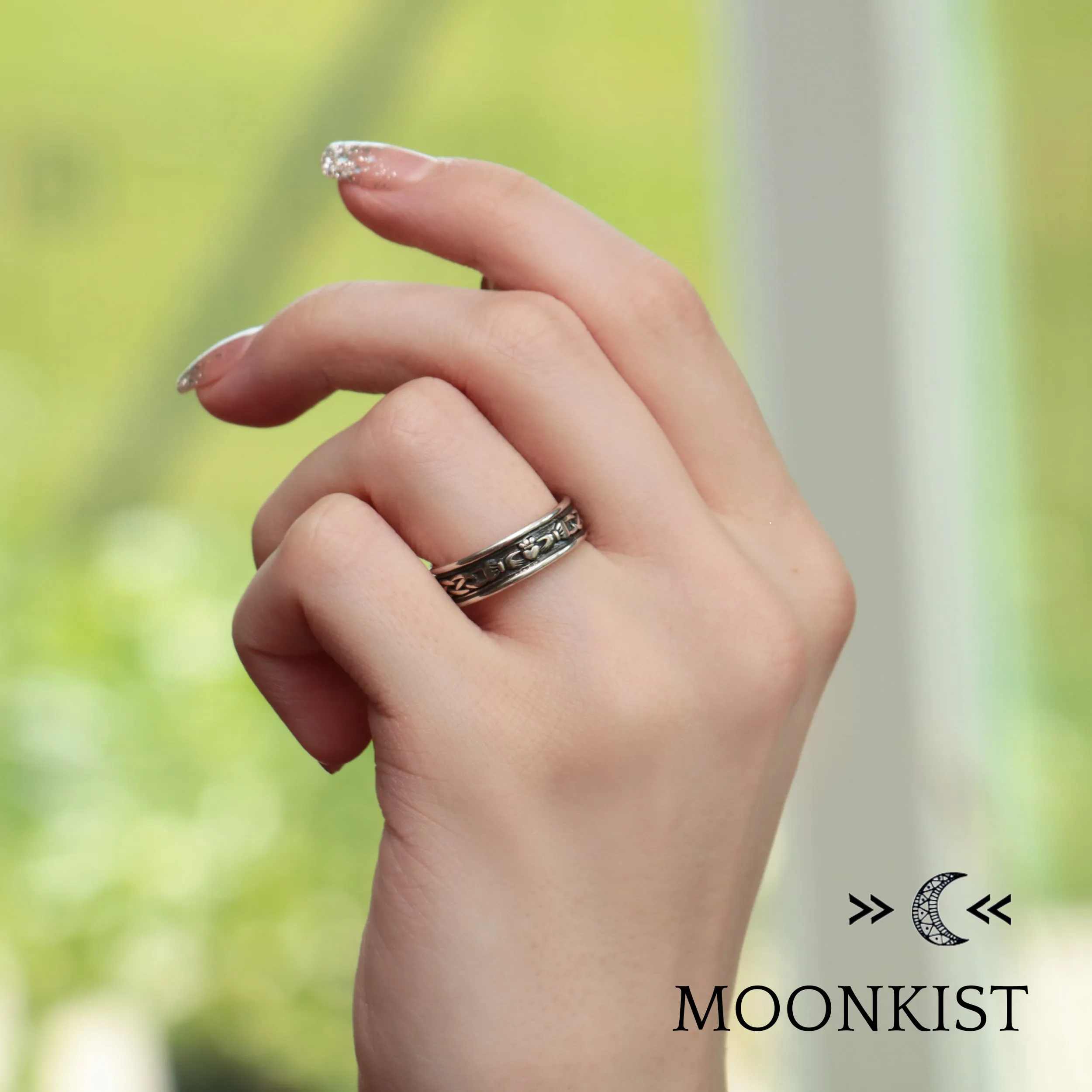 Sterling Silver Wide Claddagh Wedding Band | Moonkist Designs