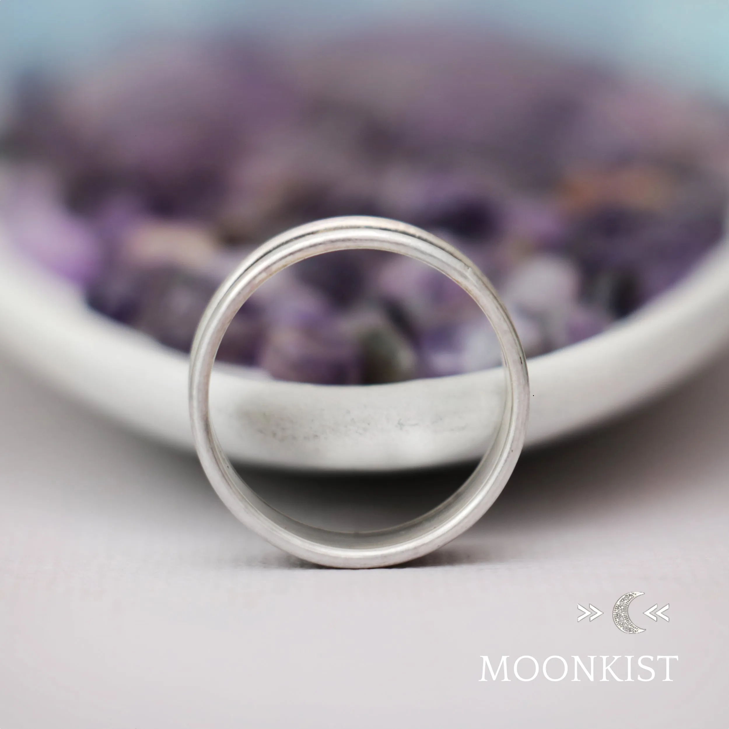 Sterling Silver Wide Hexagonal Wedding Ring  | Moonkist Designs