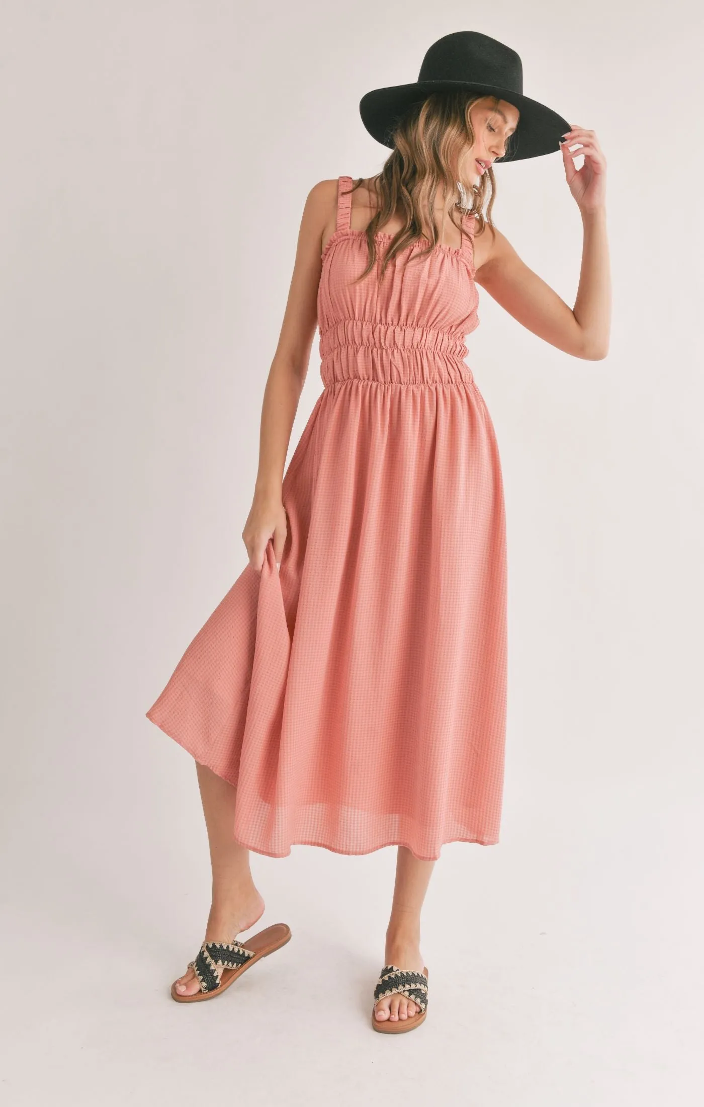 The Heat Gathered Bust Detail Midi Dress