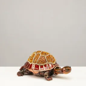 Tortoise Figurine Keepsake Box made with Crystals