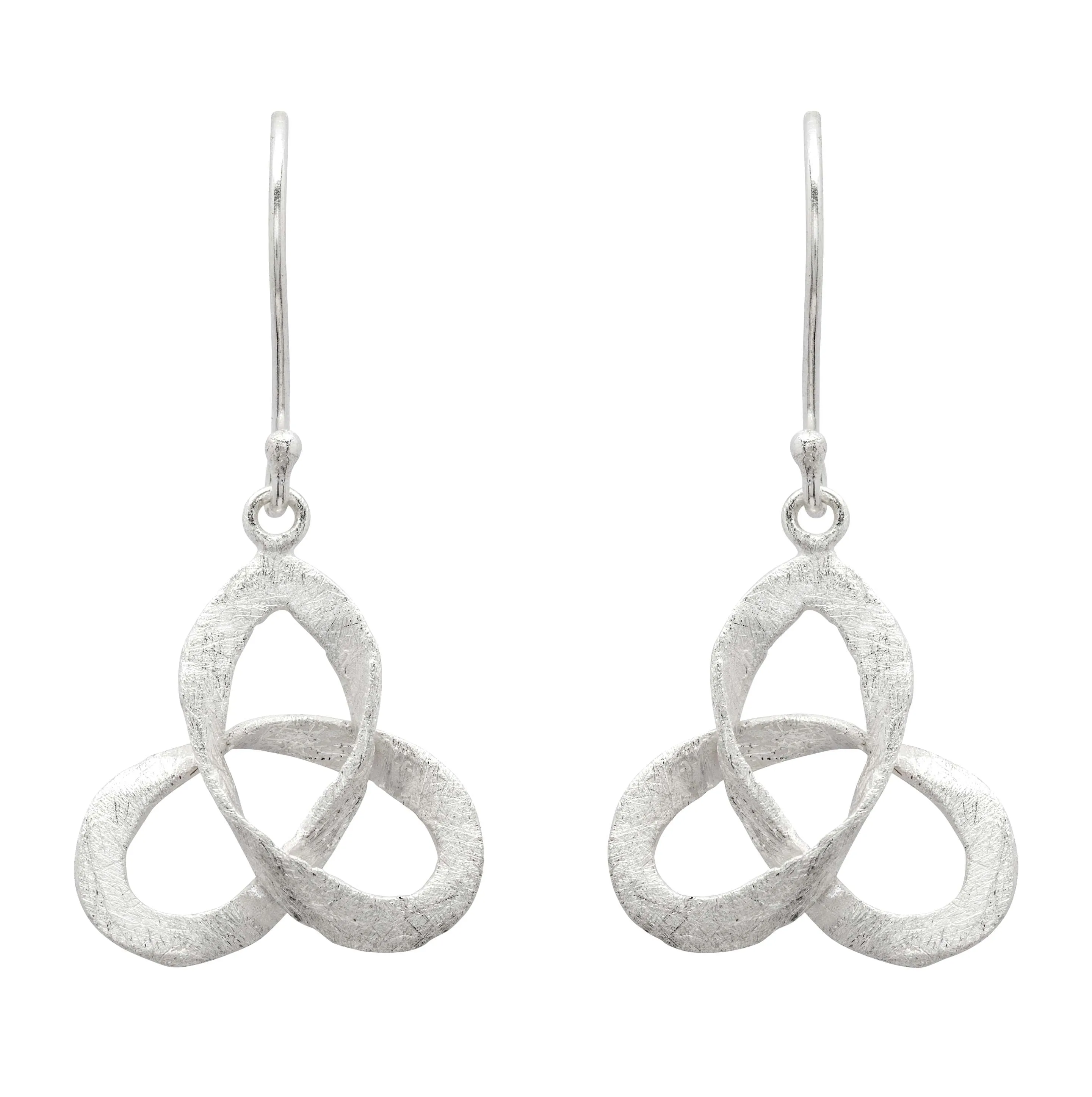 Trinity Knot Brushed Finish Earrings - Small